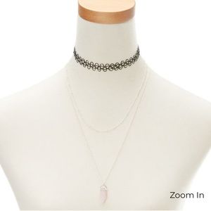 🌸 Rose Quartz Choker Set